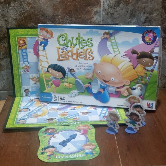 Chutes and Ladders Gameboard Spinner Arrow 4 Pawns 4 Plastic Stands - Picture 5 of 11